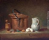 Still Life with Copper Pan and Pestle and Mortar by Jean Baptiste Simeon Chardin